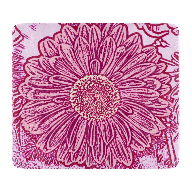 Gerbera Daisy Block Print - skuggor av rosa (Framsidan)
