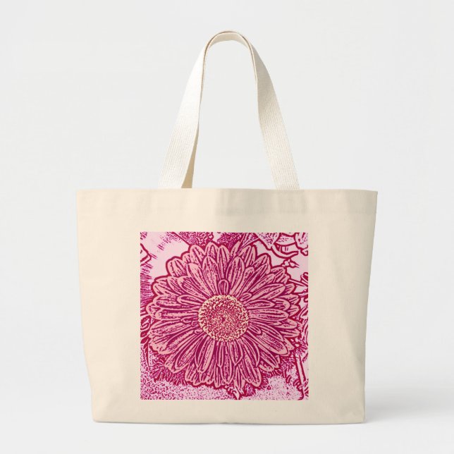 Gerbera Daisy Block Print - skuggor av rosa Jumbo Tygkasse (Framsidan)
