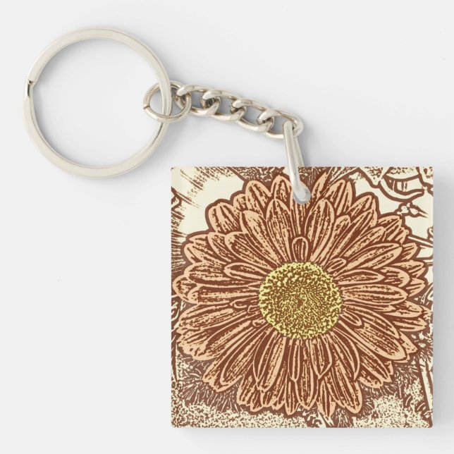 Gerbera Daisy Block Skriv ut - brun och brun (Framsidan)
