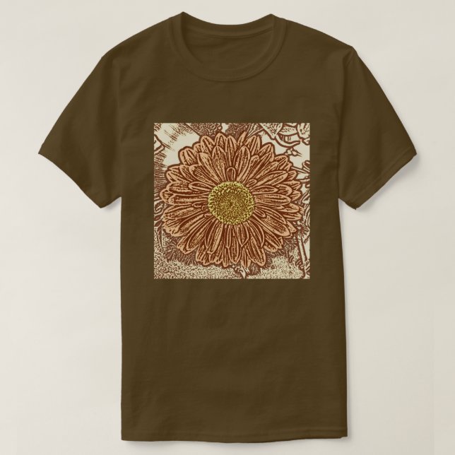 Gerbera Daisy Block Skriv ut - brun och brun Tröja (Design framsida)