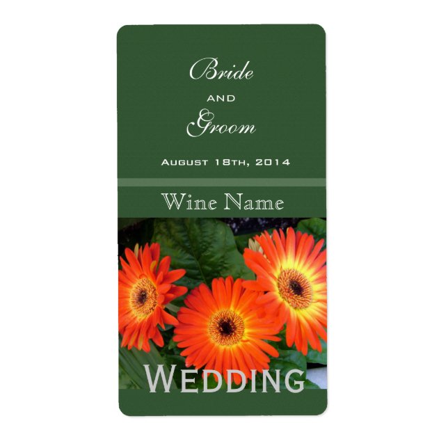 Gerbera daisy Blommor blommigt grönt bröllop vin Fraktsedel (Framsidan)