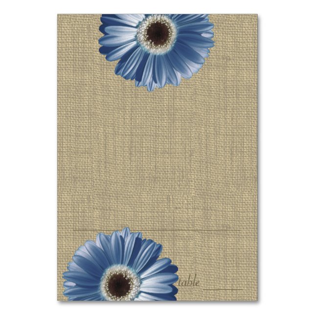Gerbera Daisy Blue Seation Card Bordsnummer (Framsidan)