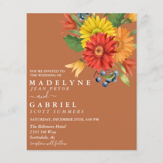 Gerbera Daisy Bröllop Bouquet Blommigt Budget (Framsida)