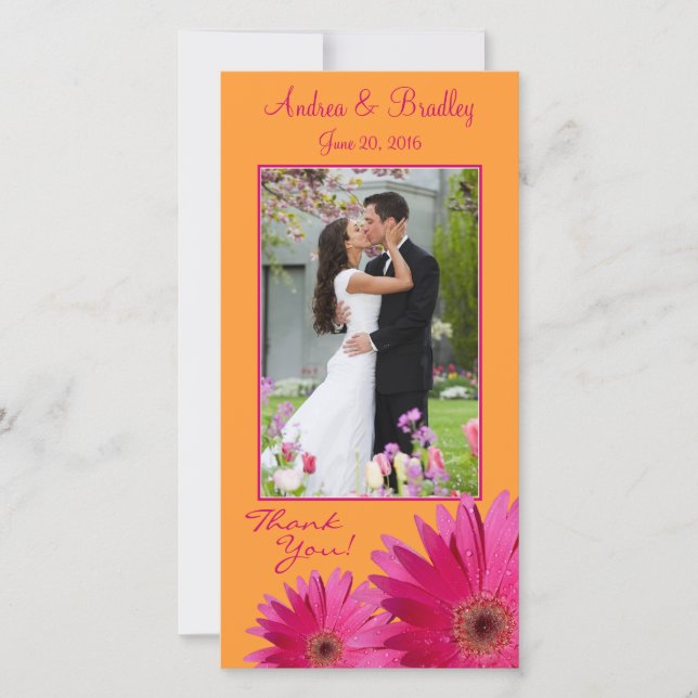 Gerbera Daisy Bröllop Tack Photocard (Framsida)