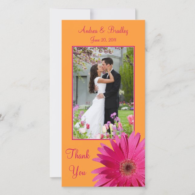 Gerbera Daisy Bröllop Tack Photocard (Framsida)
