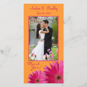 Gerbera Daisy Bröllop Tack Photocard Kort