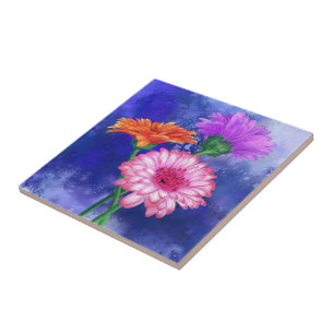 Gerbera Daisy Ceramic Tile Kakelplatta