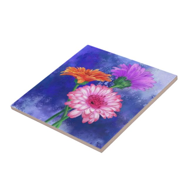 Gerbera Daisy Ceramic Tile Kakelplatta (Sidan)