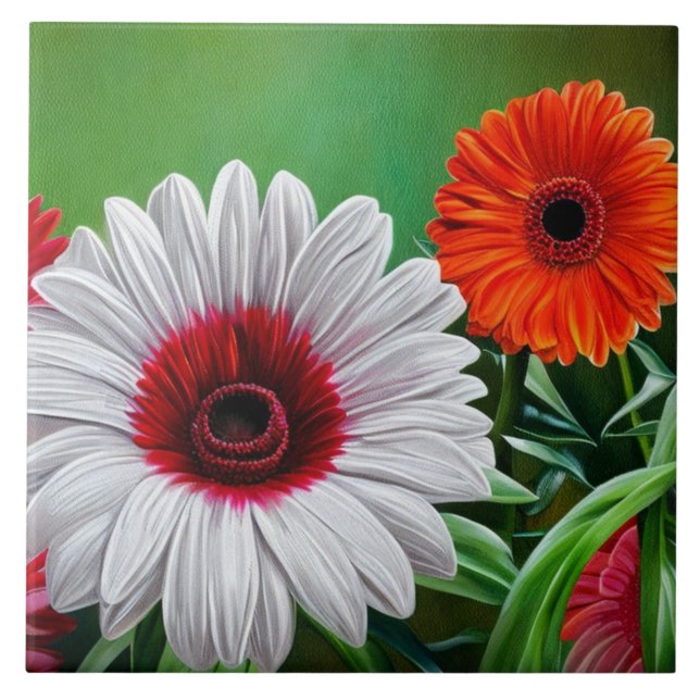 Gerbera Daisy Decorative Blommigt Ceramic Tile Kakelplatta (Framsidan)