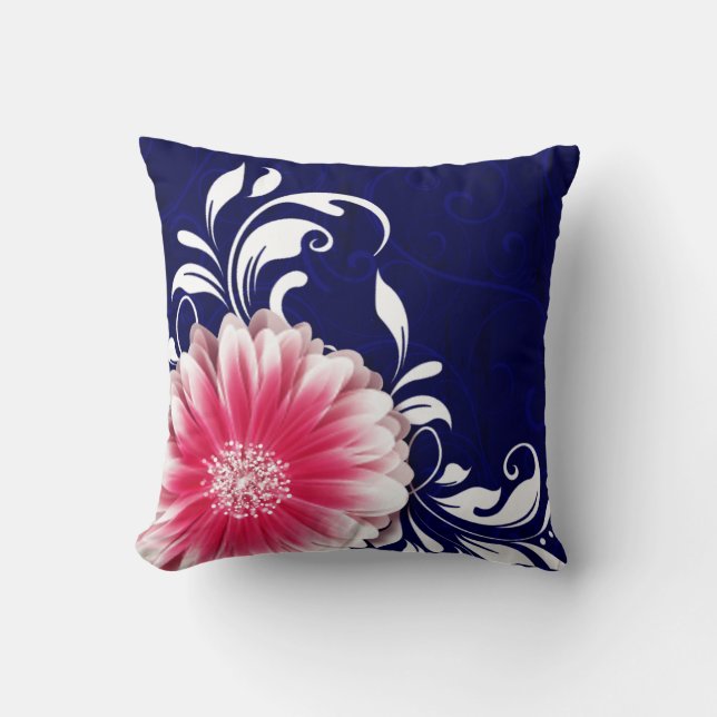 Gerbera Daisy Finare Rulla| Tunga fiender Kudde (Framsida)