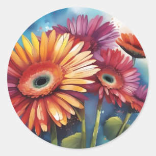 Gerbera Daisy Flowers Colorful Runt Klistermärke