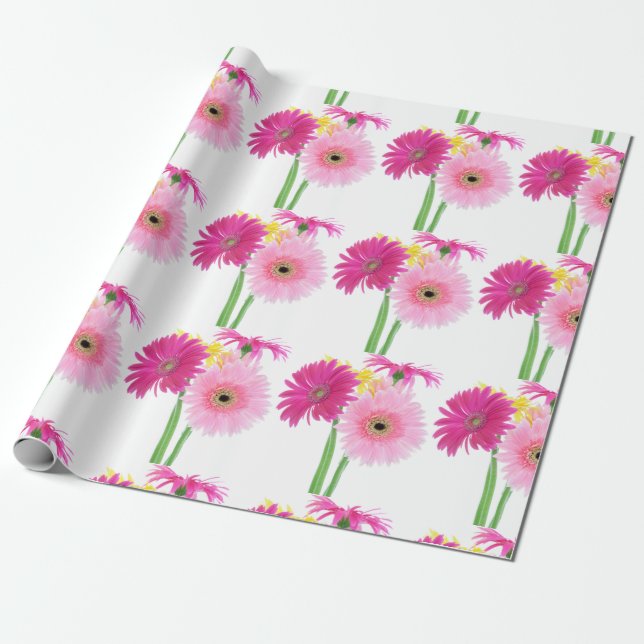 Gerbera Daisy Flowers Presentpapper (Utrullad)