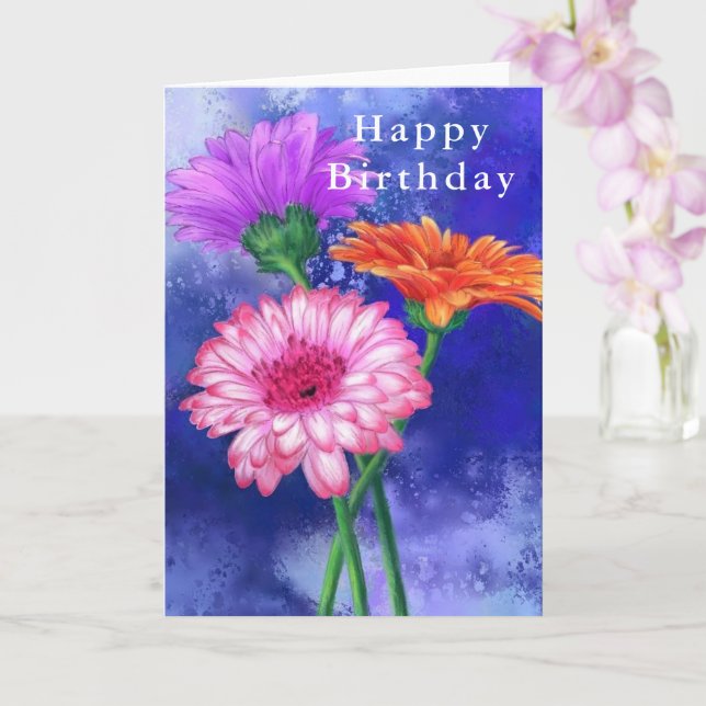 Gerbera Daisy Grattis på födelsedagen Card Kort (Orkide)