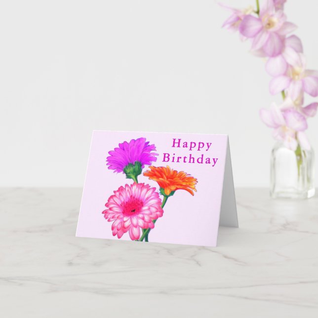 Gerbera Daisy Grattis på födelsedagen Card Kort (Orkide)