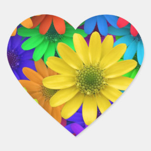 Gerbera Daisy Hjärtformat Klistermärke