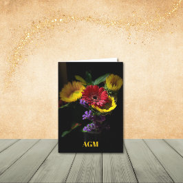 Gerbera Daisy med Lila blommor Note Card Tack Kort