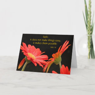 Gerbera Daisy, med Scripture verse Faith (Luke) Kort
