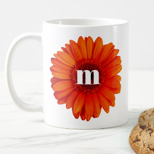 Gerbera Daisy Monogram Initial Kaffemugg