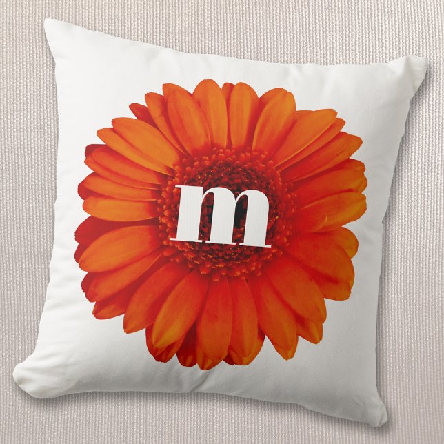 Gerbera Daisy Monogram Initial Kudde (Skapare uppladdad)
