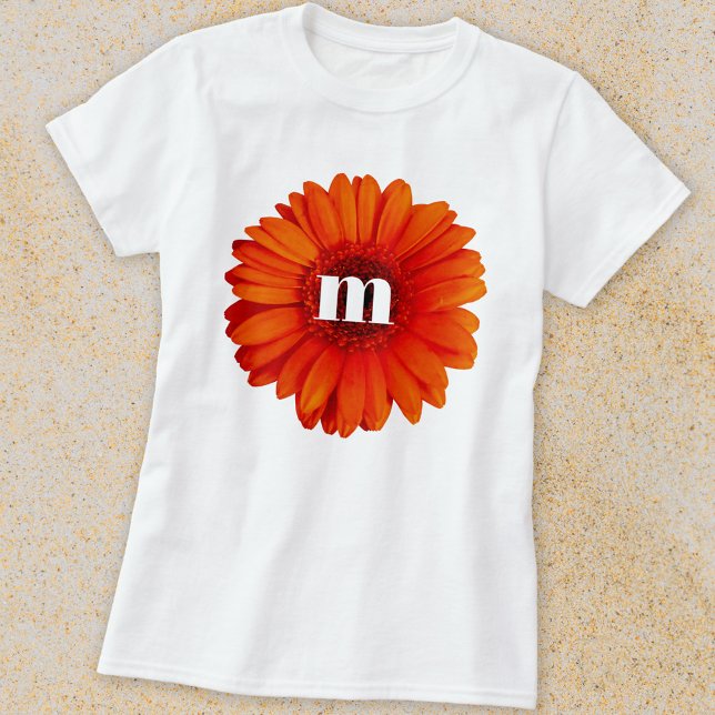 Gerbera Daisy Monogram Initial T Shirt (Skapare uppladdad)