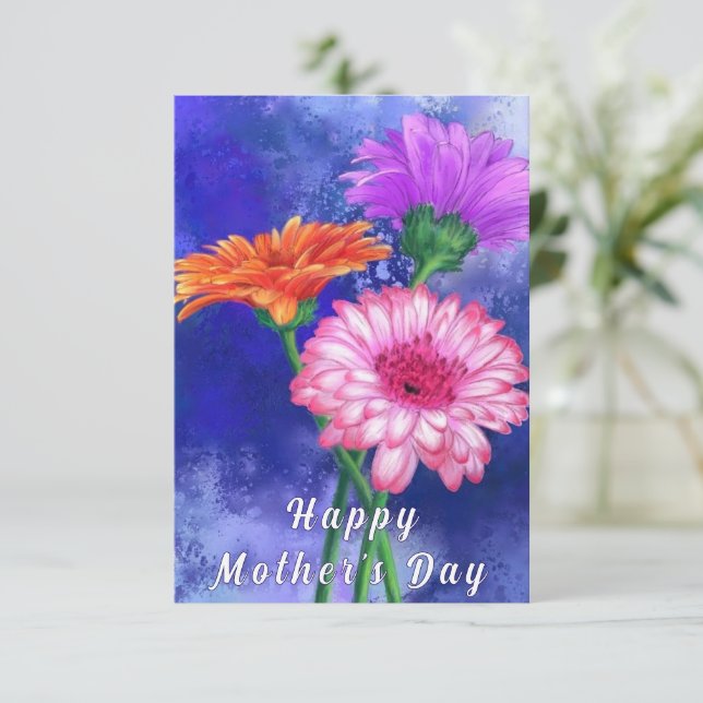 Gerbera Daisy Mors dag Card Kort (Stående Fram)
