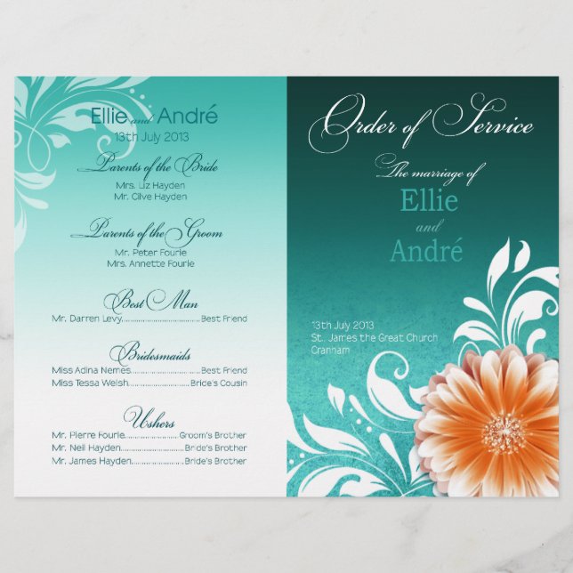 Gerbera Daisy Orange Aqua Order Program (Framsida)