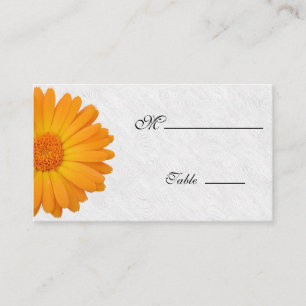 Gerbera Daisy Orange, vitt ortskort för Tillfälle Placeringskort