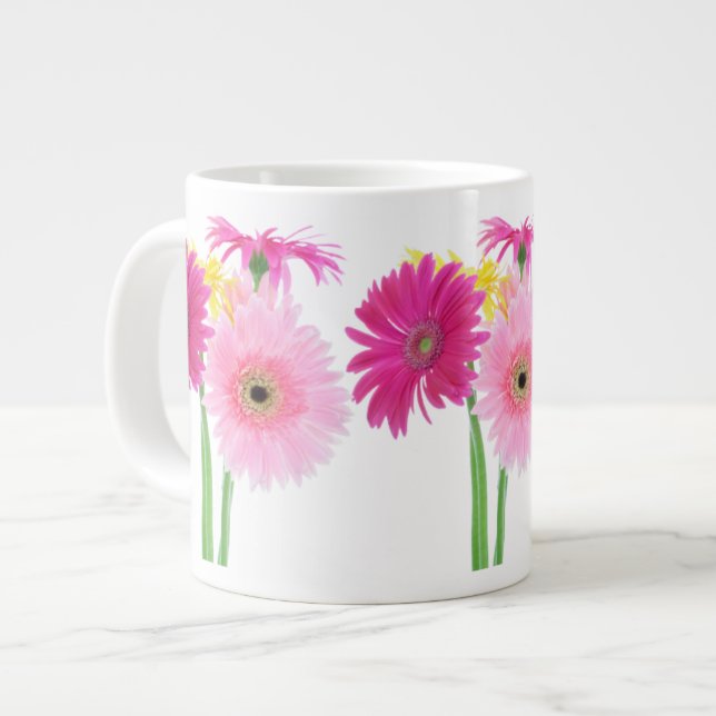 Gerbera Daisy Piink Flowers Jumbo Mugg (Framsida vänster)
