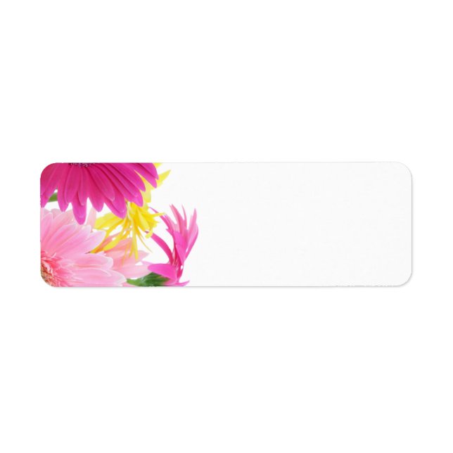 Gerbera Daisy Piink Flowers Returadress Etikett (Framsidan)