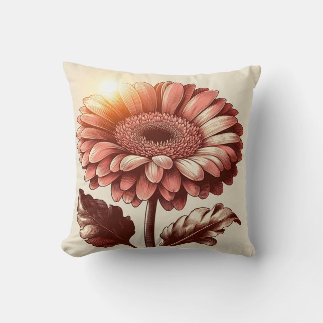 Gerbera Daisy Pillow for Garden-Inspired Comfort Kudde (Framsida)