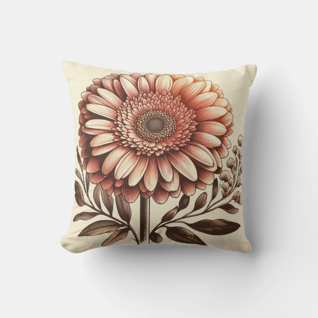 Gerbera Daisy Pillow for Garden-Inspired Comfort Kudde (Framsida)