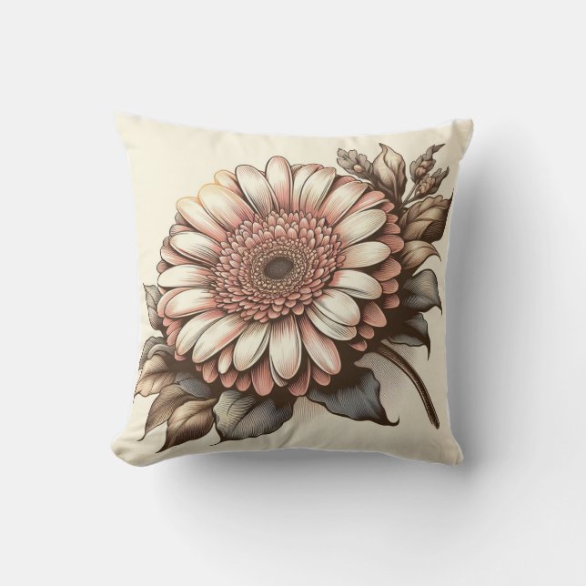 Gerbera Daisy Pillow for Garden-Inspired Comfort Kudde (Framsida)
