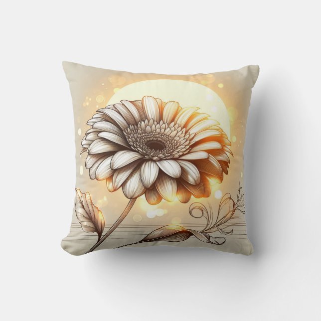 Gerbera Daisy Pillow for Garden-Inspired Comfort Kudde (Framsida)