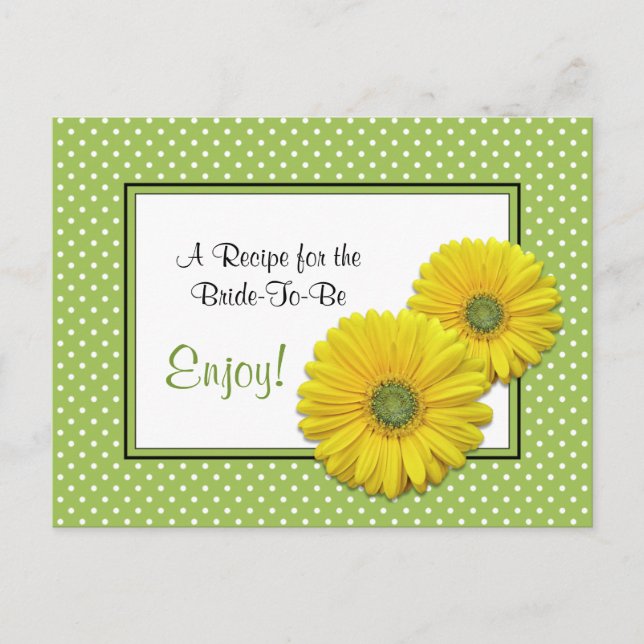 Gerbera Daisy Recept Card for the Bride to be Vykort (Framsida)