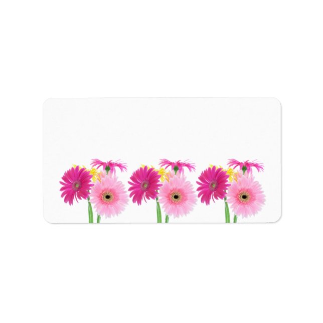 Gerbera Daisy Rosa Flowers Adressetikett (Framsidan)