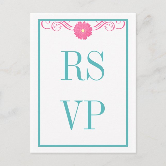 Gerbera Daisy Swirls Response Postcard Inbjudan Vykort (Framsida)