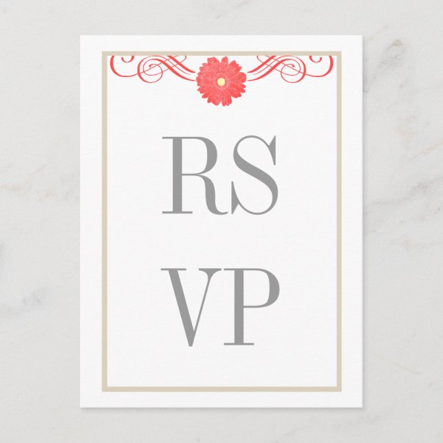 Gerbera Daisy Swirls Response Postcard Inbjudan Vykort (Framsida)