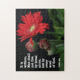 Gerbera Daisy w/ Scripture Verse (Luke 4:4) Pussel