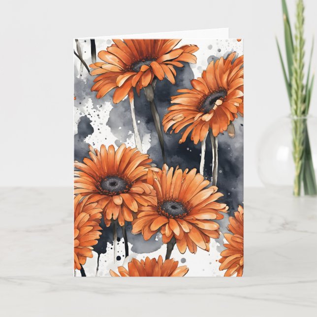 Gerbera Daisy - Watercolor flowers Kort (Framsida)