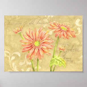 Gerbera Daisys Garden Notes Poster 7 x 5