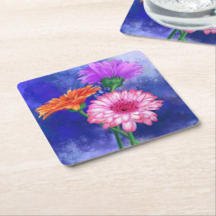 Gerbera Daisys Papper Underlägg Kvadrat