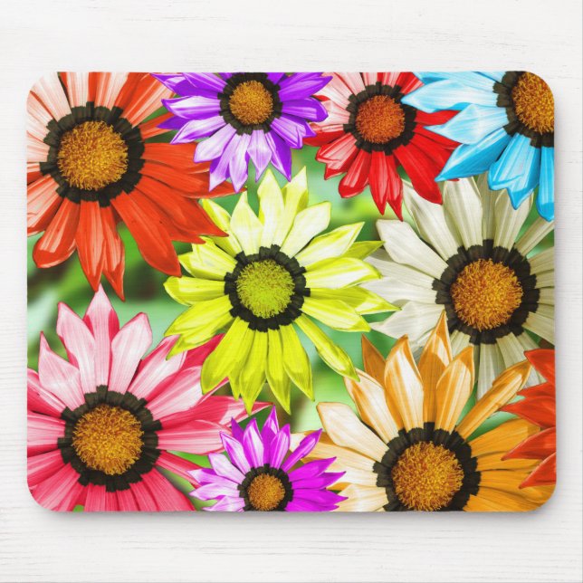 Gerbera färgade blommor musmatta (Framsidan)