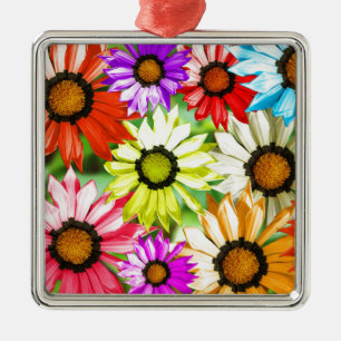 Gerbera färglös blommigt julgransprydnad metall