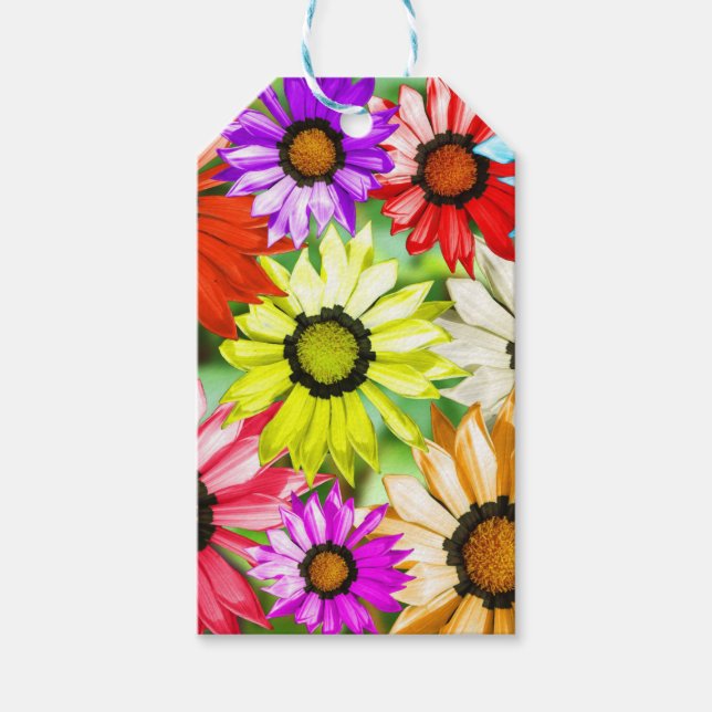 Gerbera färglös blommigt presentetikett (Framsidan)