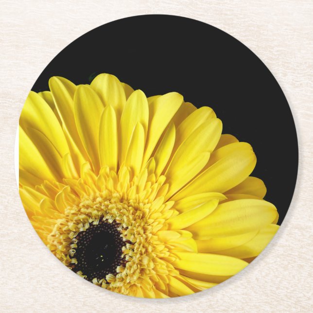 Gerbera Flower Underlägg Papper Rund (Framsidan)