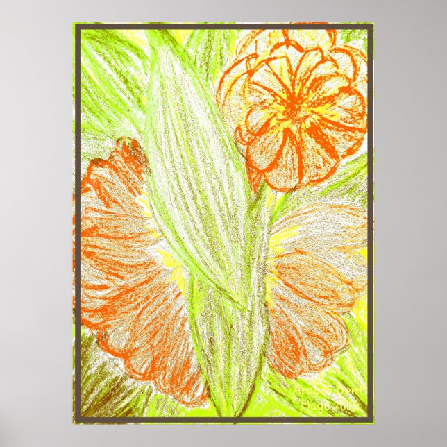 Gerbera och Aspidistra elatior Poster (Framsidan)