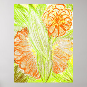 Gerbera och Aspidistra elatior Poster