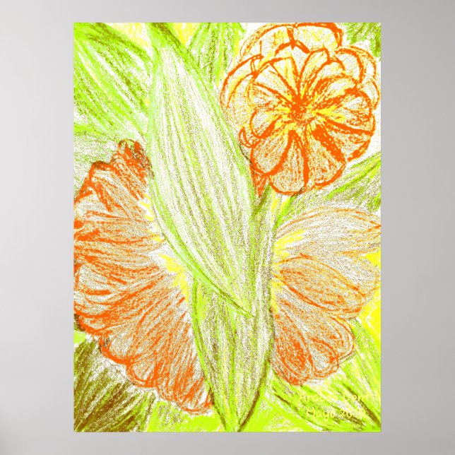 Gerbera och Aspidistra elatior Poster (Framsidan)