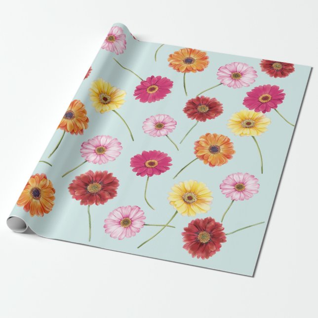 Gerbera,pink,red,orange,yellow wrapping presentpapper (Utrullad)