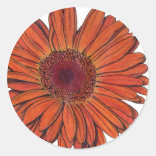Gerbera Sticker Runt Klistermärke